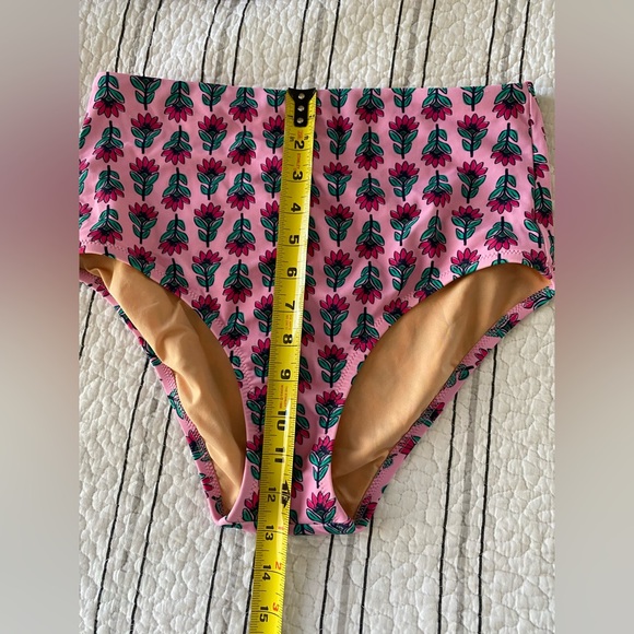 J.Crew One-shoulder bow bikini high waisted bottom Resort Pink Bright floral M - Picture 10 of 14